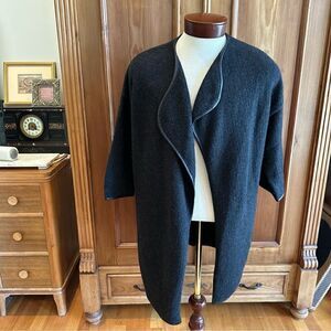 Vince Womens Vintage Charcoal Wool Cross Button Swing Coat S